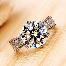 fashion classic six-prong ring copper plated platinum zircon ring