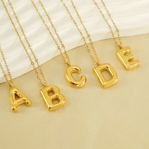 Personalized 18K Gold Plated New Style Smooth Bubble Letter Necklace