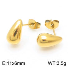 1 Pair Basic Water Droplets Stainless Steel 18K Gold Plated Ear Studs