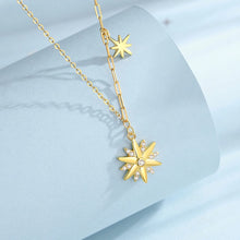 18k Gold Plated Zircon Chain Inlay Star Pendant Necklace for Women