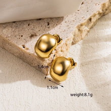 1 pair casual heart shape solid color plating stainless steel 14k gold plated ear studs