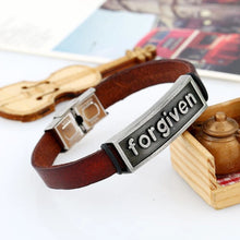 Retro Punk Forgiven Letter Bracelets Pu Leather Alloy Men's Bracelets