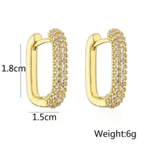 1 pair fashion geometric gold plated copper zircon gold plated hoop earrings