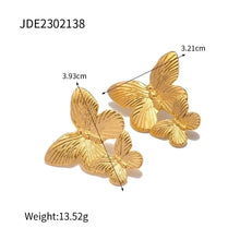 Jewelry INS Style Flower Butterfly 304 Stainless Steel Turquoise 18K Gold Plated Plating Inlay Rings Earrings