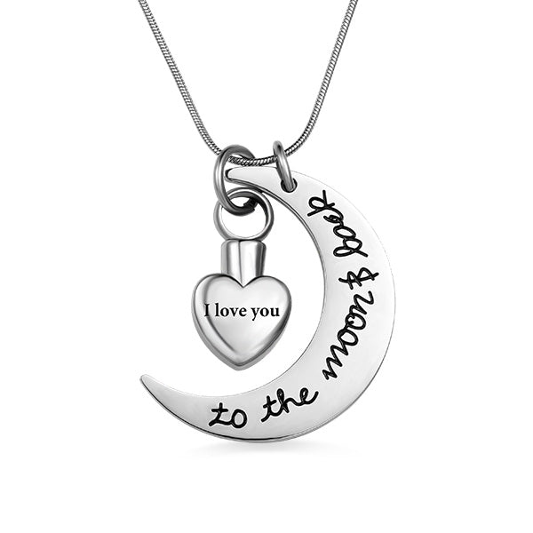 Personalized Love You To The Moon & Back Urn Necklace For Ashes Jewelry Treasures