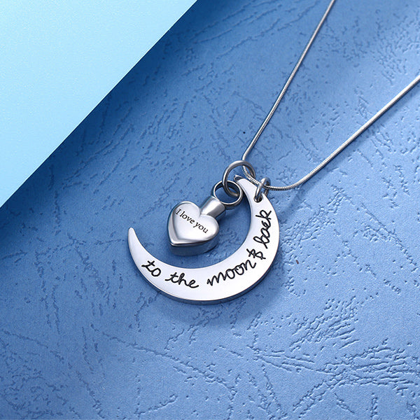 Personalized Love You To The Moon & Back Urn Necklace For Ashes Jewelry Treasures