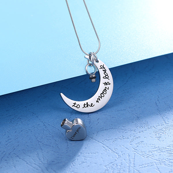 Personalized Love You To The Moon & Back Urn Necklace For Ashes Jewelry Treasures