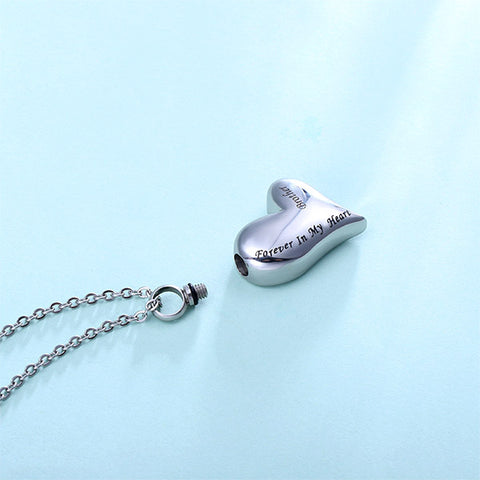 Engraved Love-Heart Keepsake Necklace For Ashes Jewelry Treasures