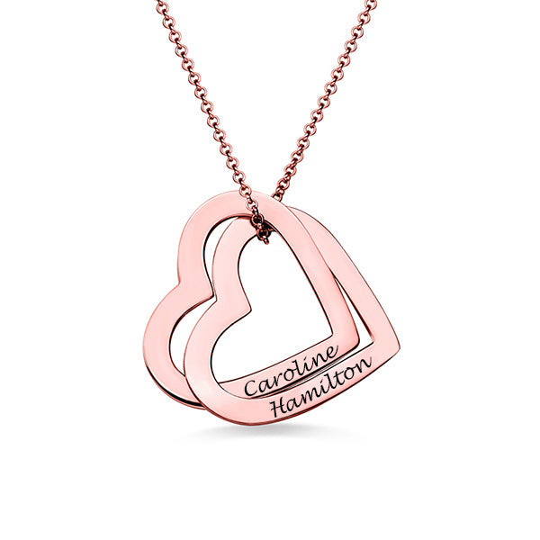 Interlocking Hearts Necklace with 18K Rose Gold Plating Jewelry Treasures