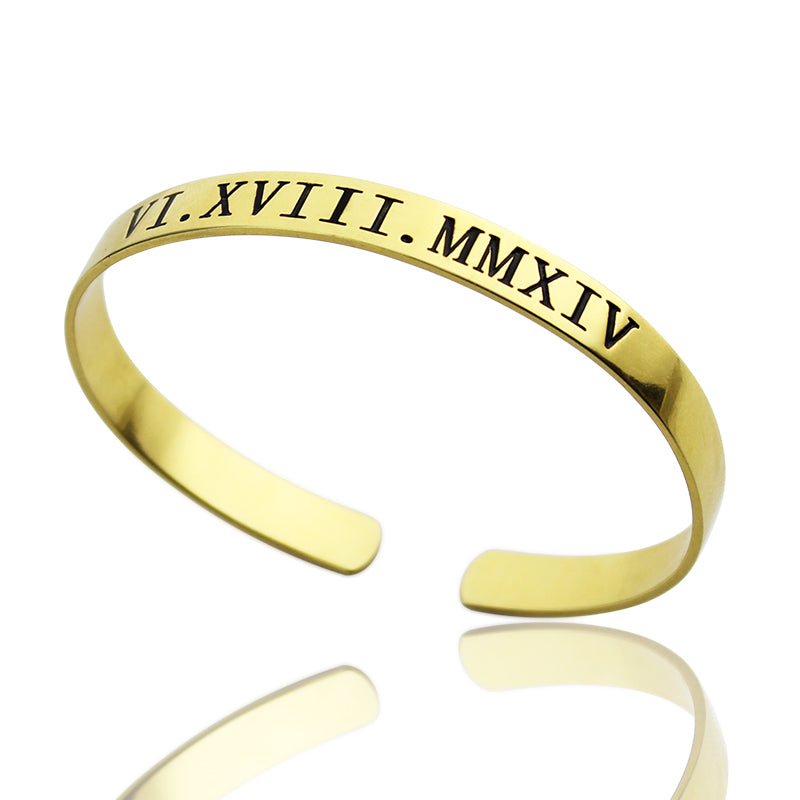 Personalized Roman Numeral Bracelet 18K Gold Plated Jewelry Treasures