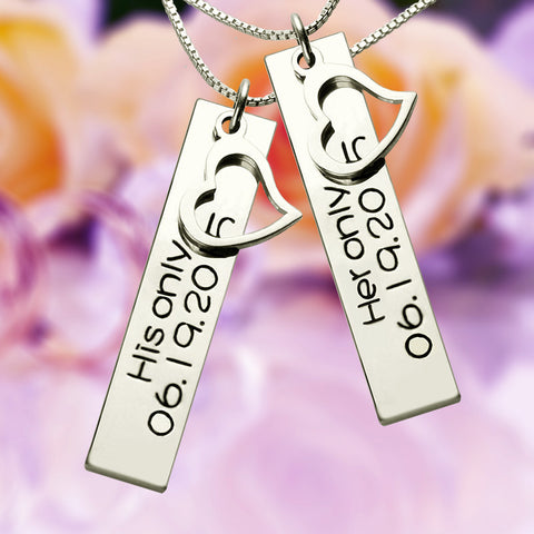 Personalized Couple Bar Necklace Jewelry Treasures