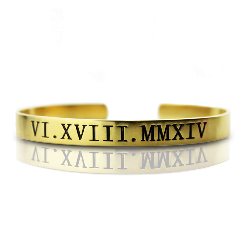 Personalized Roman Numeral Bracelet 18K Gold Plated Jewelry Treasures