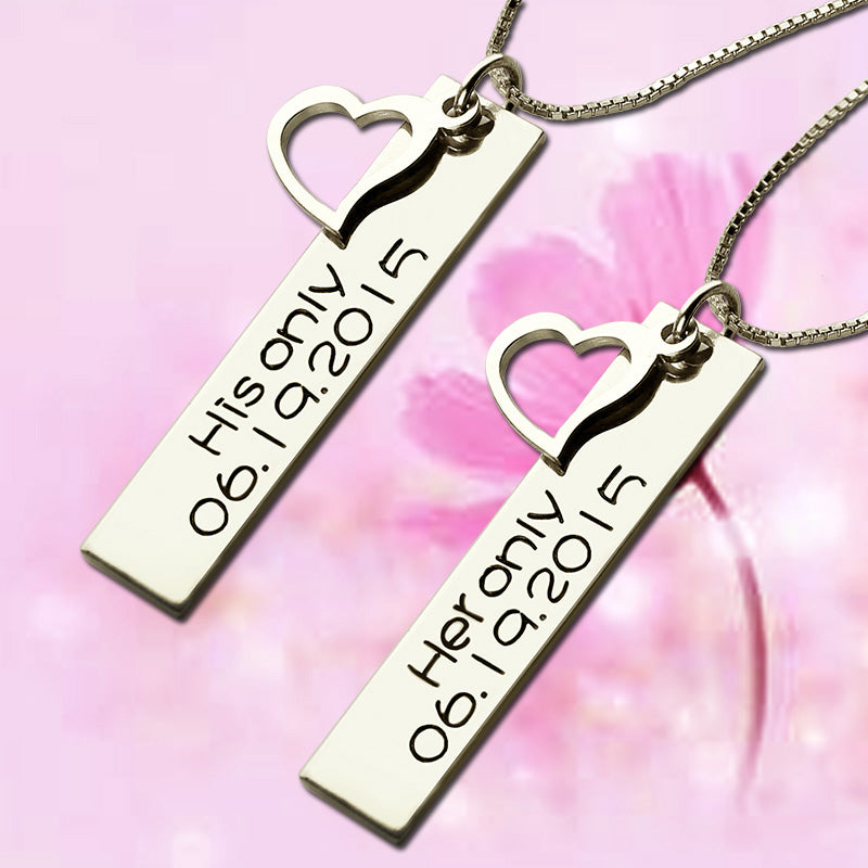 Personalized Couple Bar Necklace Jewelry Treasures