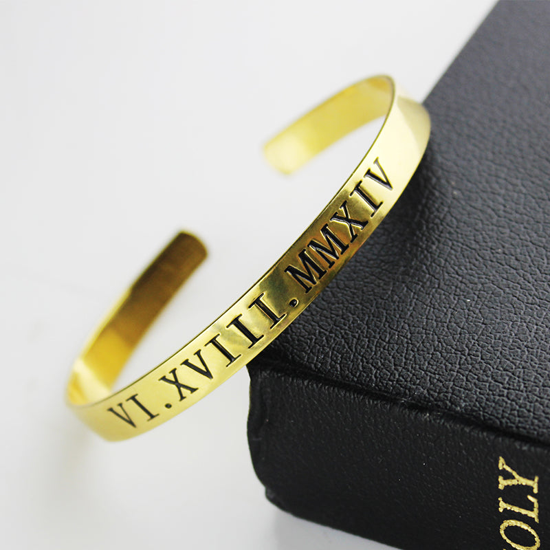 Personalized Roman Numeral Bracelet 18K Gold Plated Jewelry Treasures